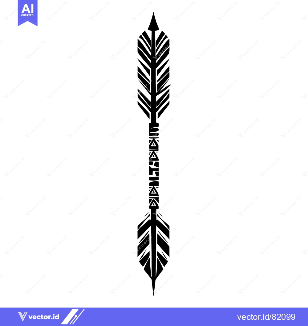 Premium Vector dari Black and White Tribal Arrow with Geometric Patterns