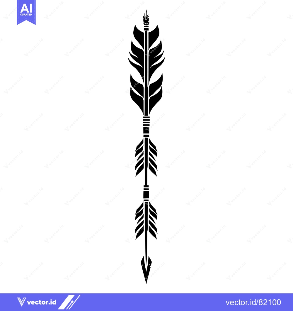 Premium Vector dari Black and White Stylized Arrow with Feathers