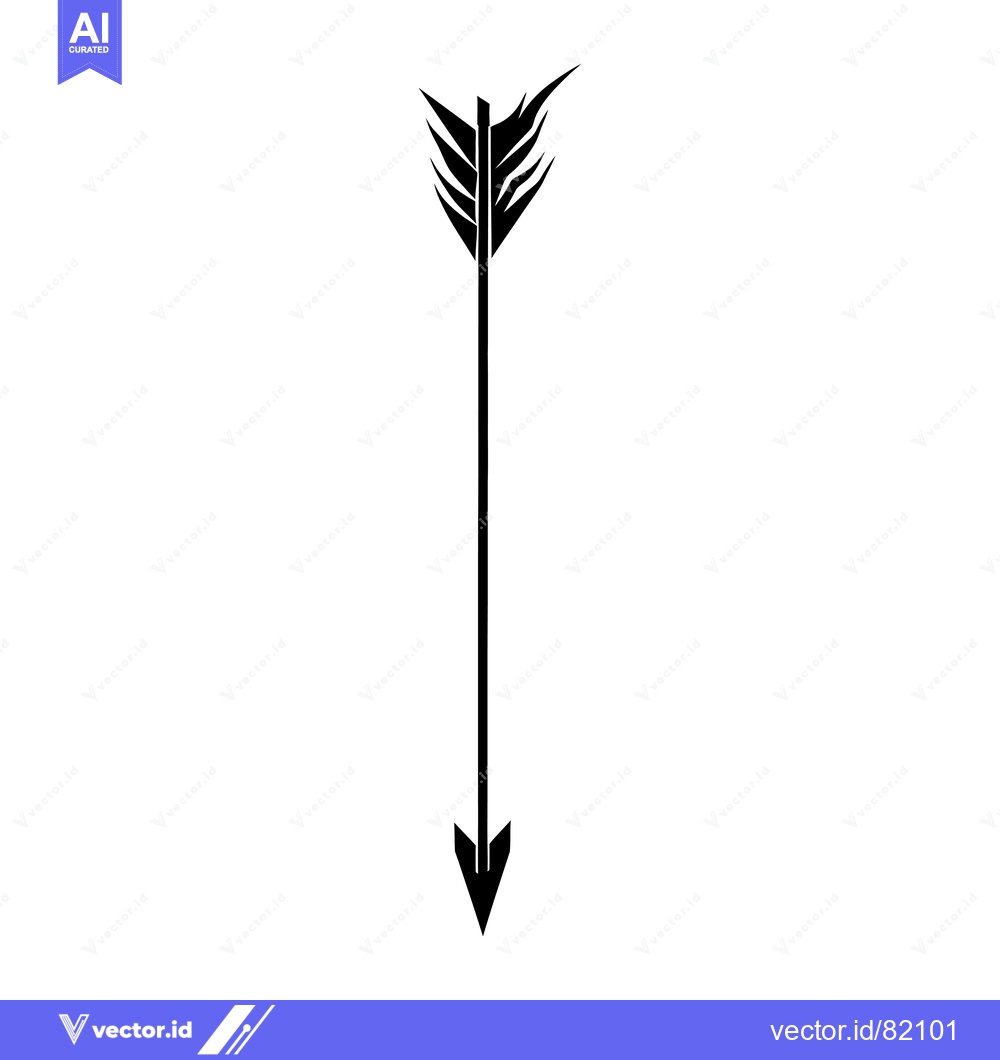 Premium Vector dari Black and White Stylized Arrow with Fletching