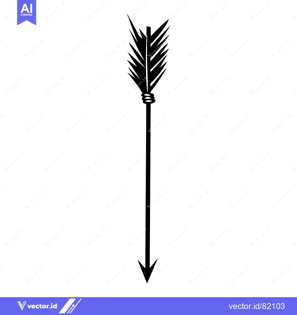 Premium Vector dari Black and White Arrow with Fletching and Knot