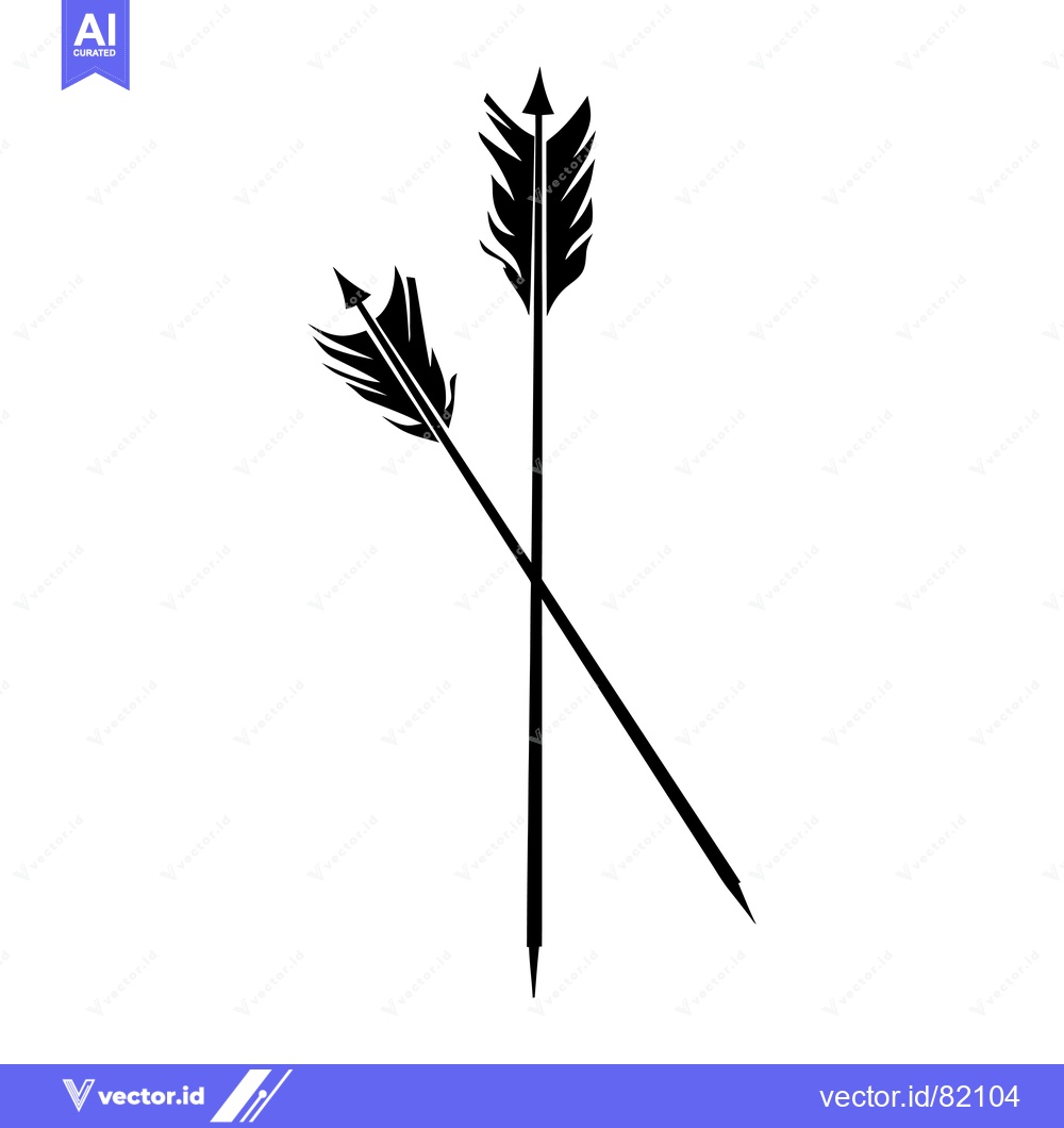 Premium Vector dari Two Black Arrows Crossed With Feathers