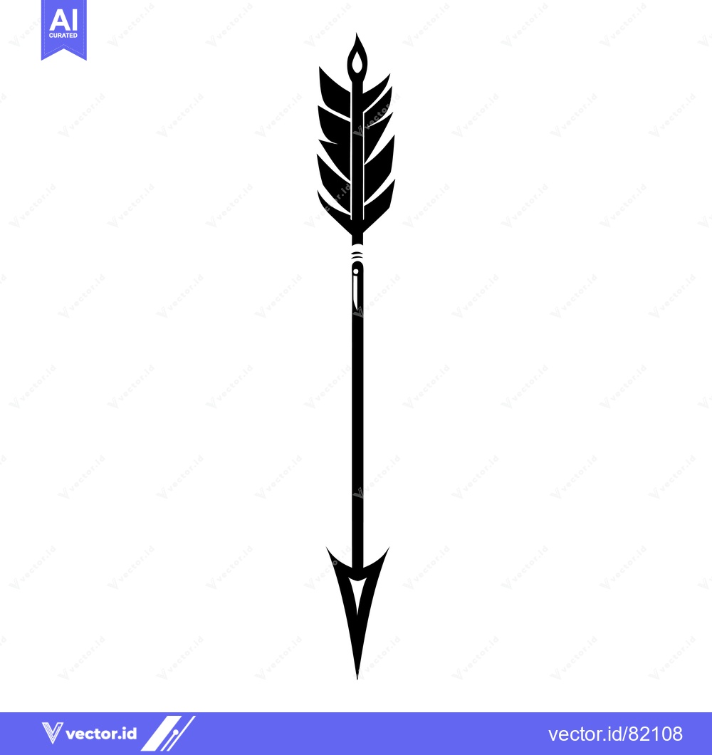 Premium Vector dari Black and White Illustration of an Arrow with Feathers