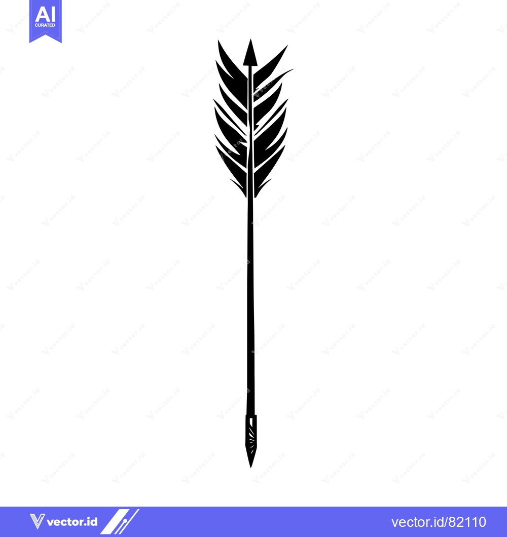 Premium Vector of A simple black and white illustration of an arrow with feathers