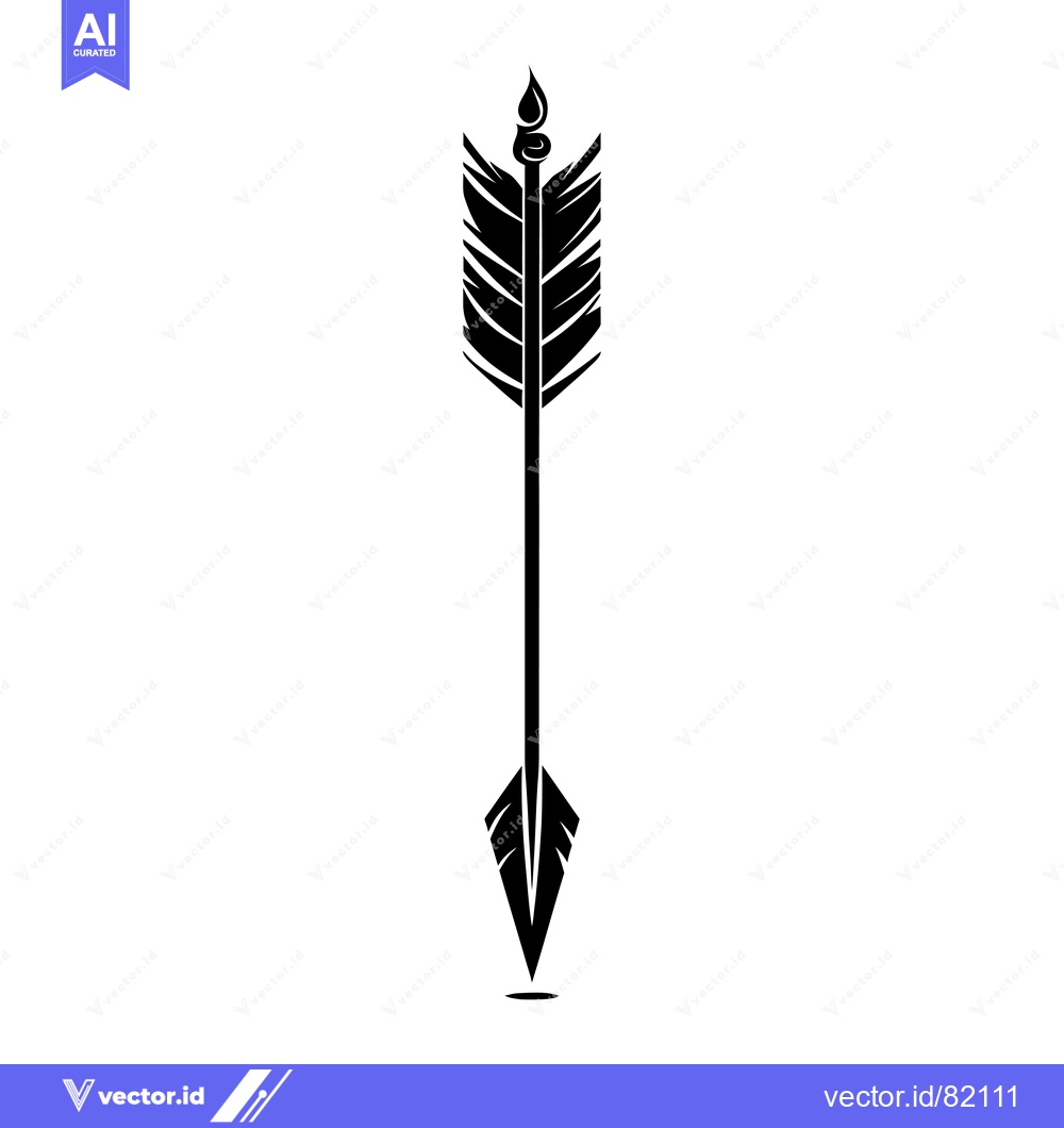 Premium Vector of Black and White Arrow with Fletching and Point
