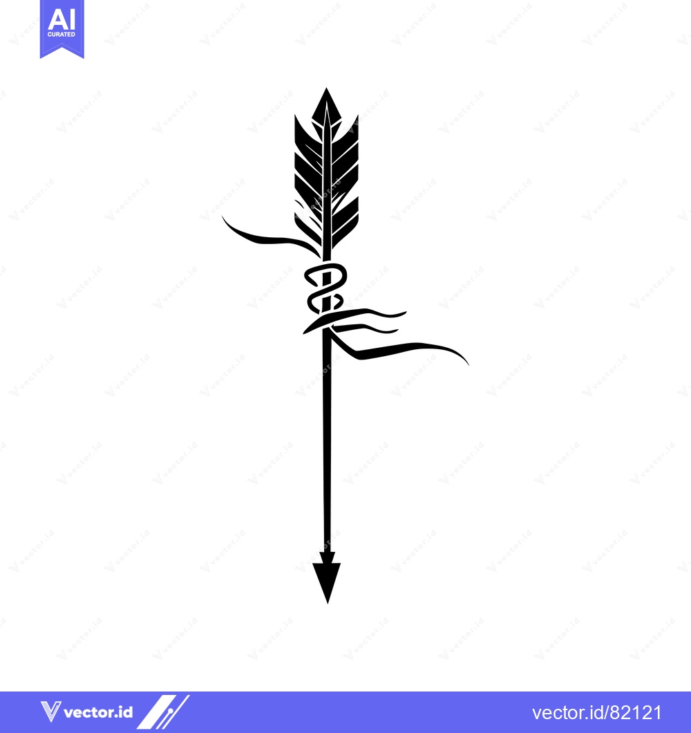 Premium Vector dari Black and White Arrow with Feathers and Knot