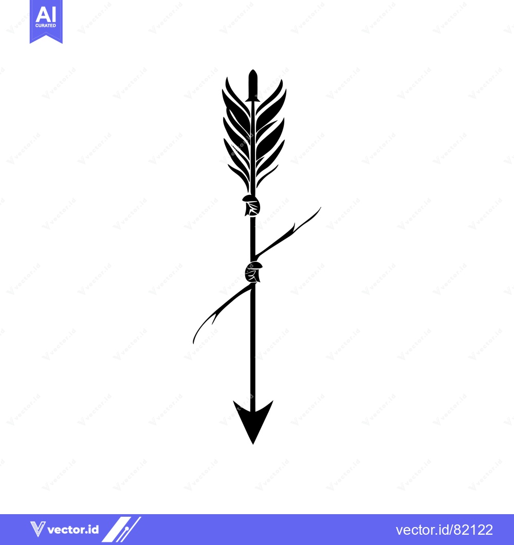 Premium Vector dari Black and White Arrow with Feather Fletching