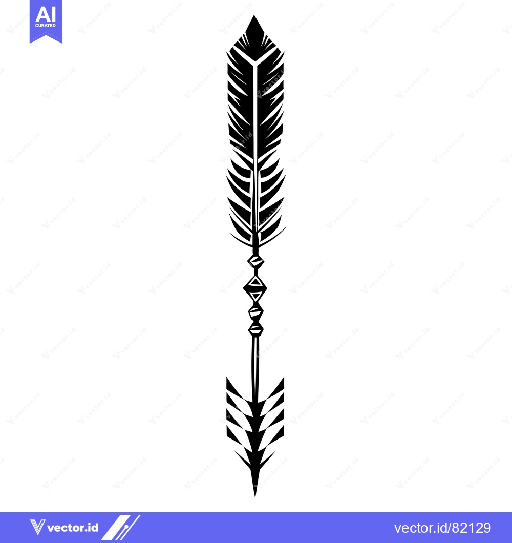 Premium Vector dari Black and White Geometric Arrow with Feather Design