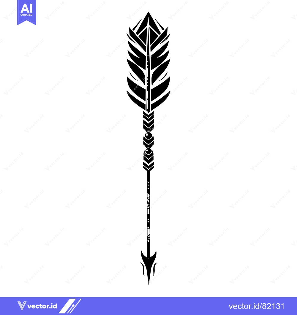 Premium Vector dari Black and White Stylized Arrow with Ornamental Details