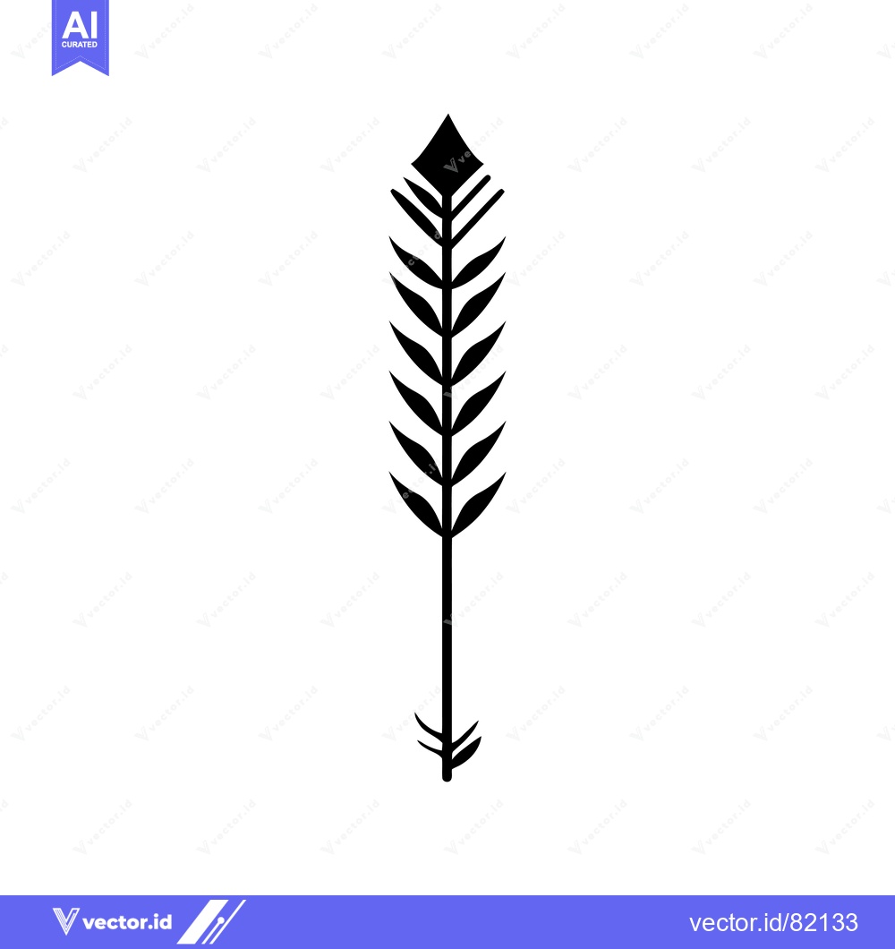 Premium Vector dari Black and White Illustration of an Arrow with Feather Fletching