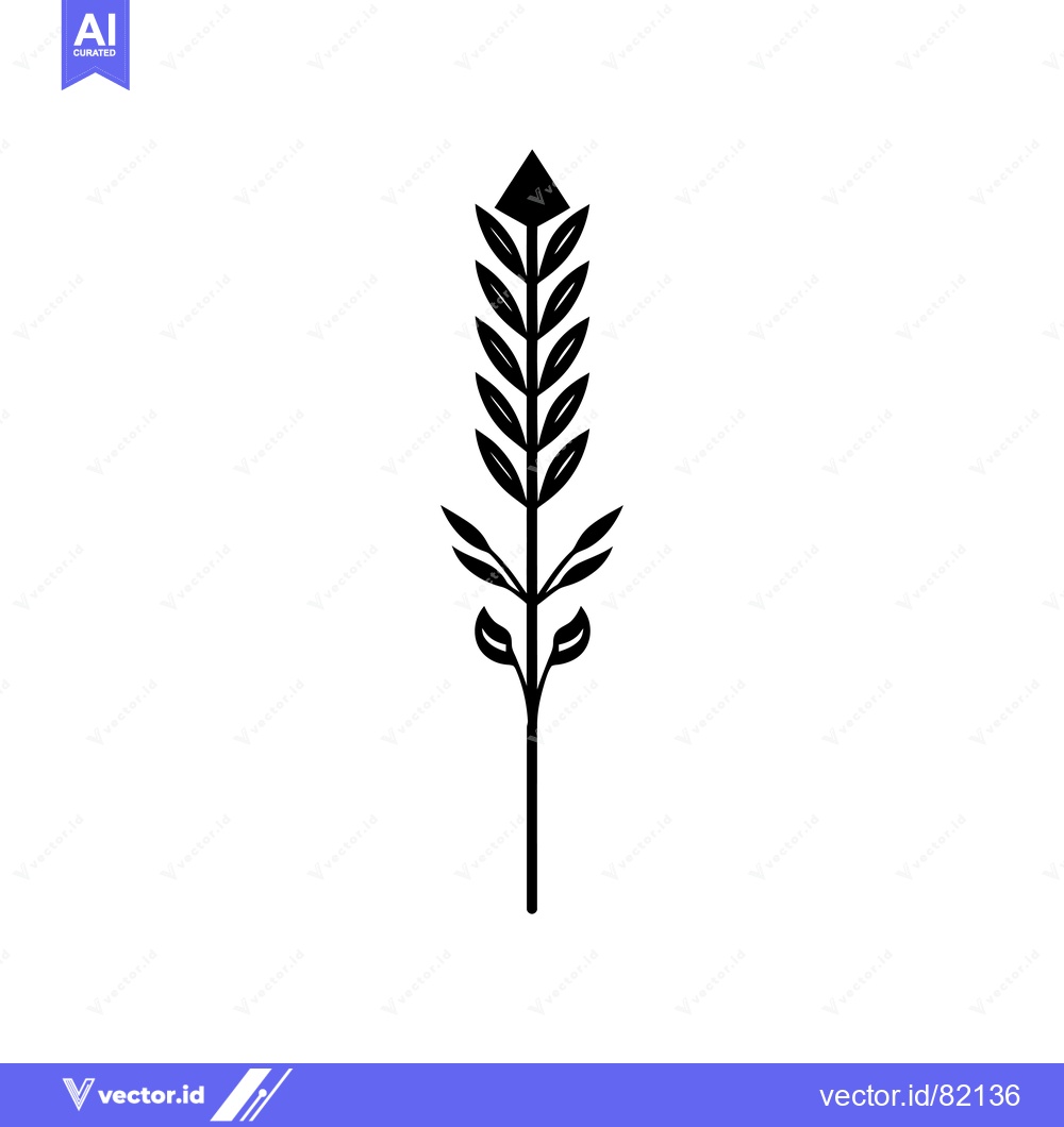 Premium Vector dari Black and White Stylized Illustration of a Single Plant with a Triangu