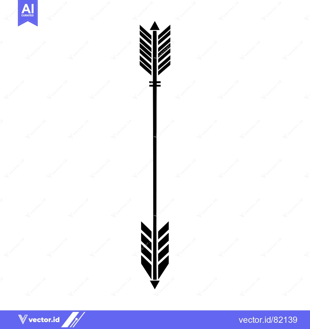 Premium Vector of Black and White Stylized Arrow with Fletching