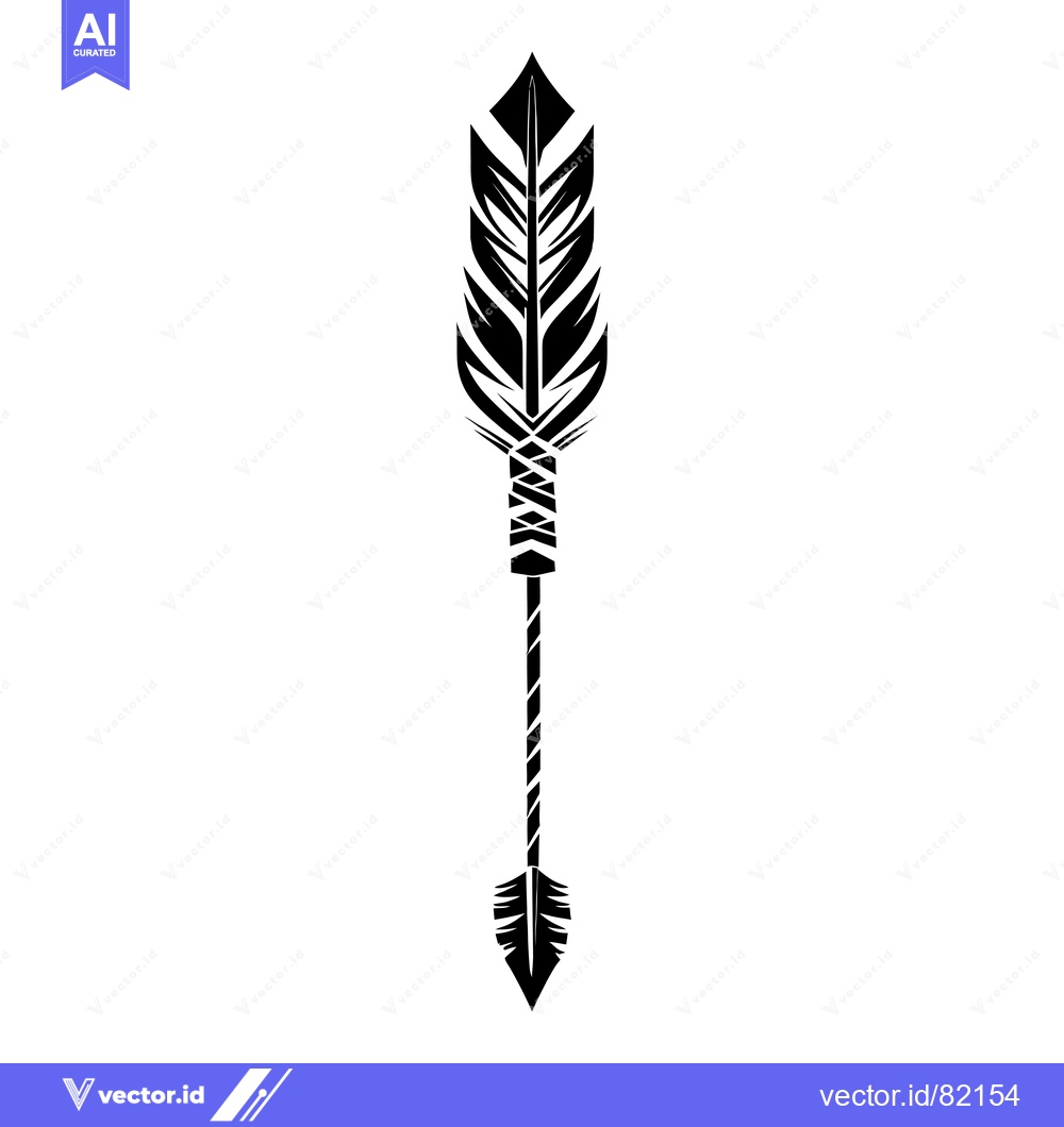 Premium Vector dari Black and White Stylized Arrow with Feathers