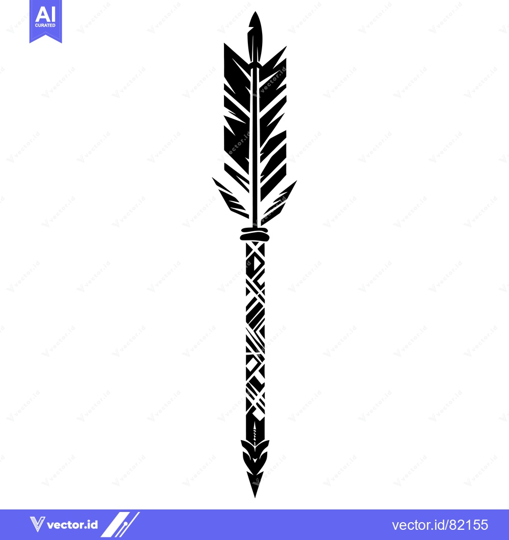 Premium Vector of Black and White Tribal Arrow with Feathers