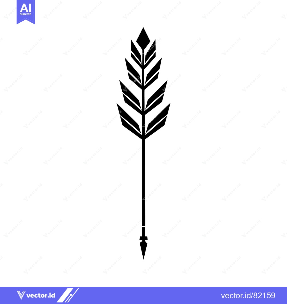 Premium Vector of Black and White Geometric Arrow with Feather-Like Design