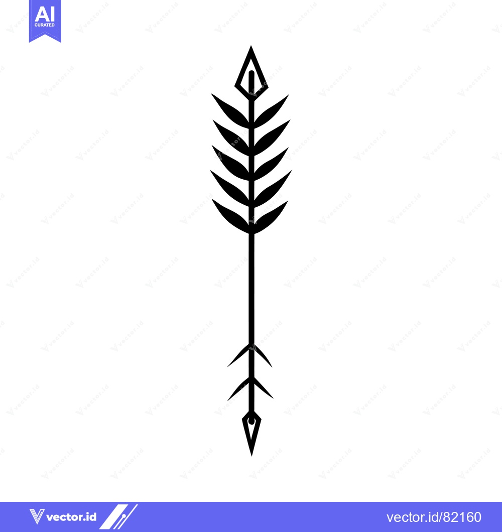 Premium Vector dari Black and white stylized arrow with feathers