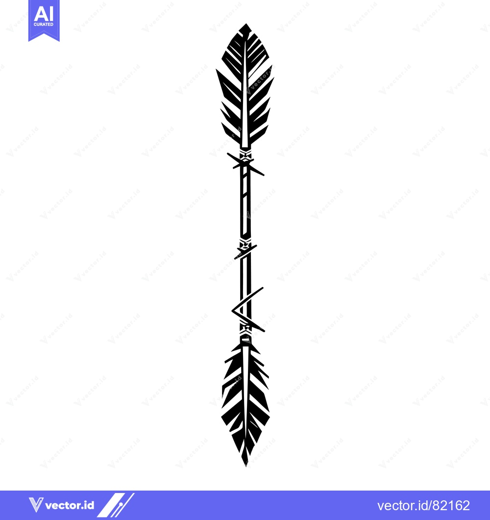 Premium Vector of Black and White Illustration of a Feathered Arrow