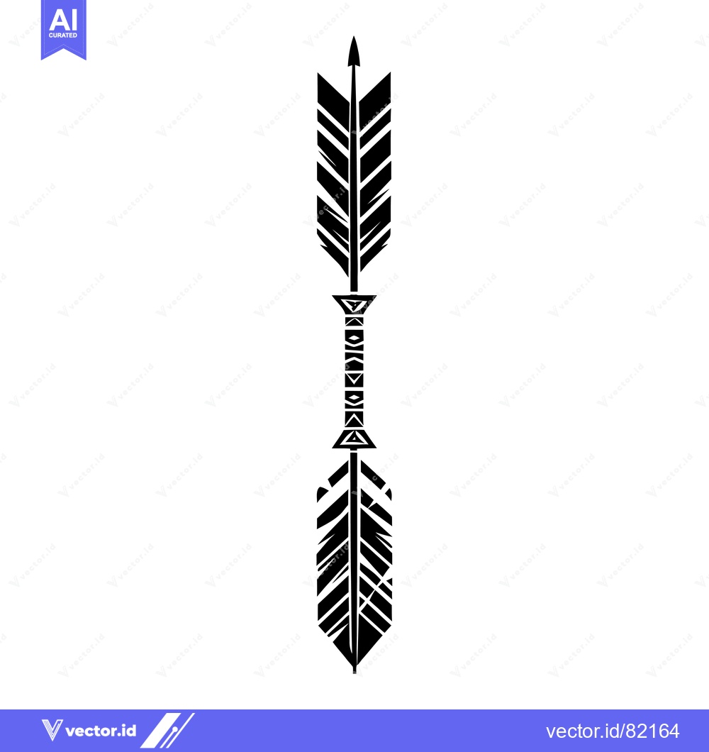 Premium Vector dari Black and White Stylized Arrow with Tribal Design Elements