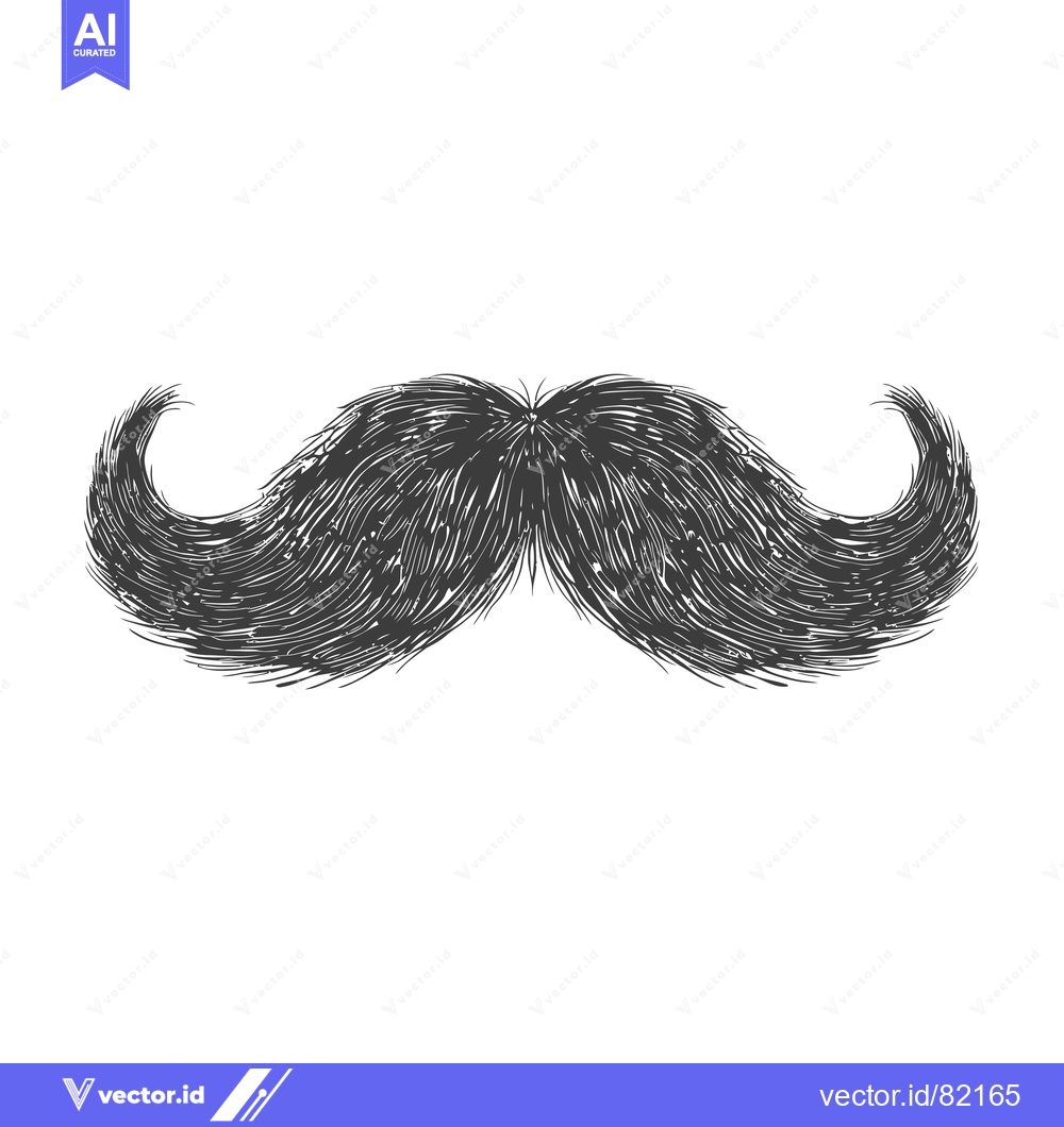 Premium Vector dari A Hand-Drawn Sketch of a Large, Wavy Mustache