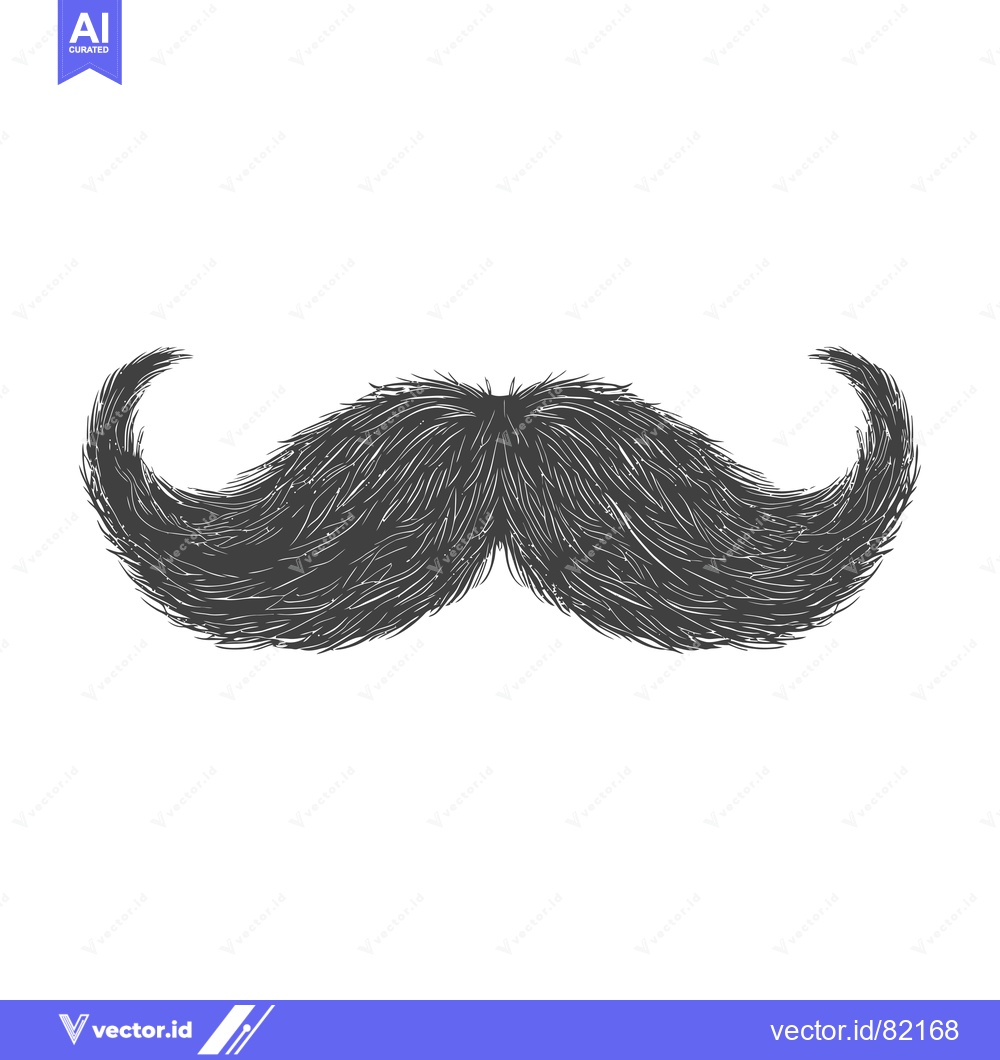Premium Vector of Hand-drawn Illustration of a Detailed Black Mustache