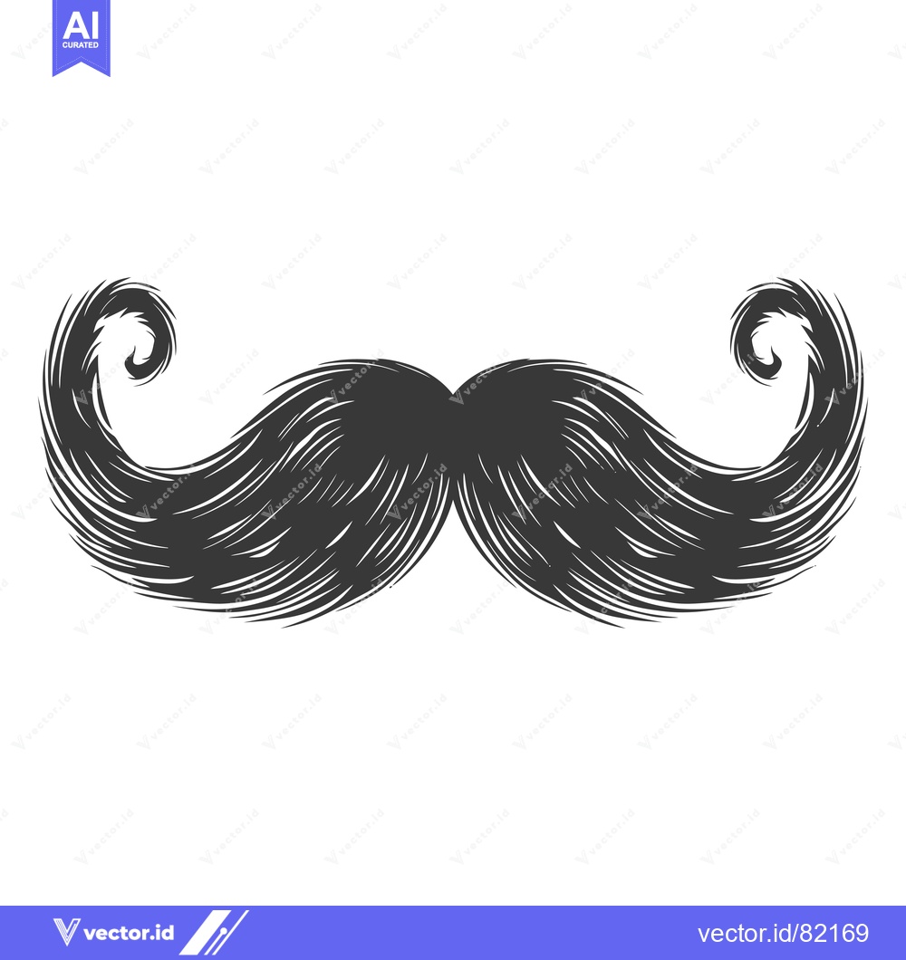 Premium Vector of Hand-drawn illustration of a curled mustache