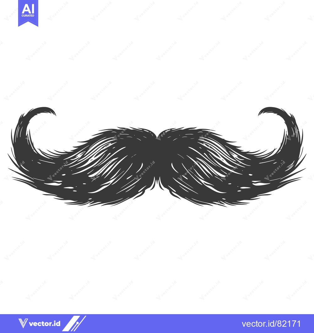 Premium Vector dari Hand-drawn illustration of a thick, curly mustache