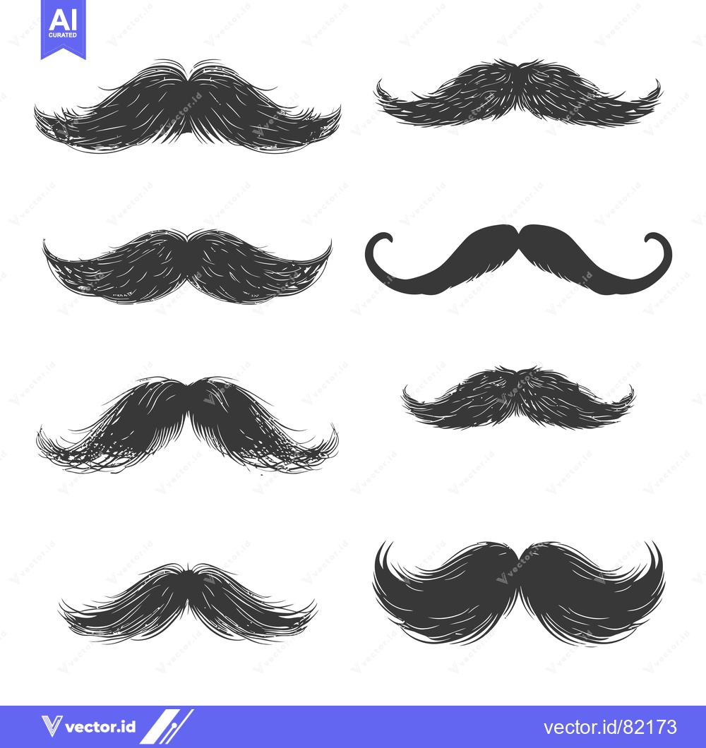 Premium Vector dari A Collection of Hand-Drawn Mustache Styles