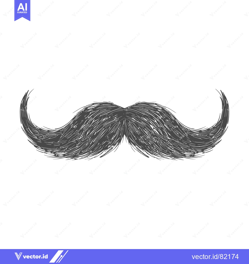 Premium Vector dari Hand-drawn illustration of a thick, curly mustache