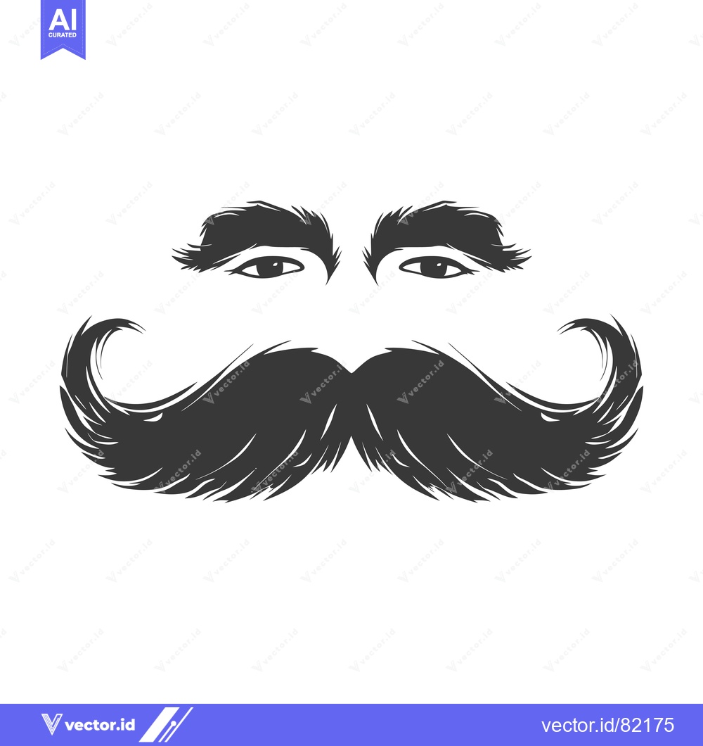 Premium Vector dari A Simple Black and White Illustration of a Man's Eyebrows and Mustache