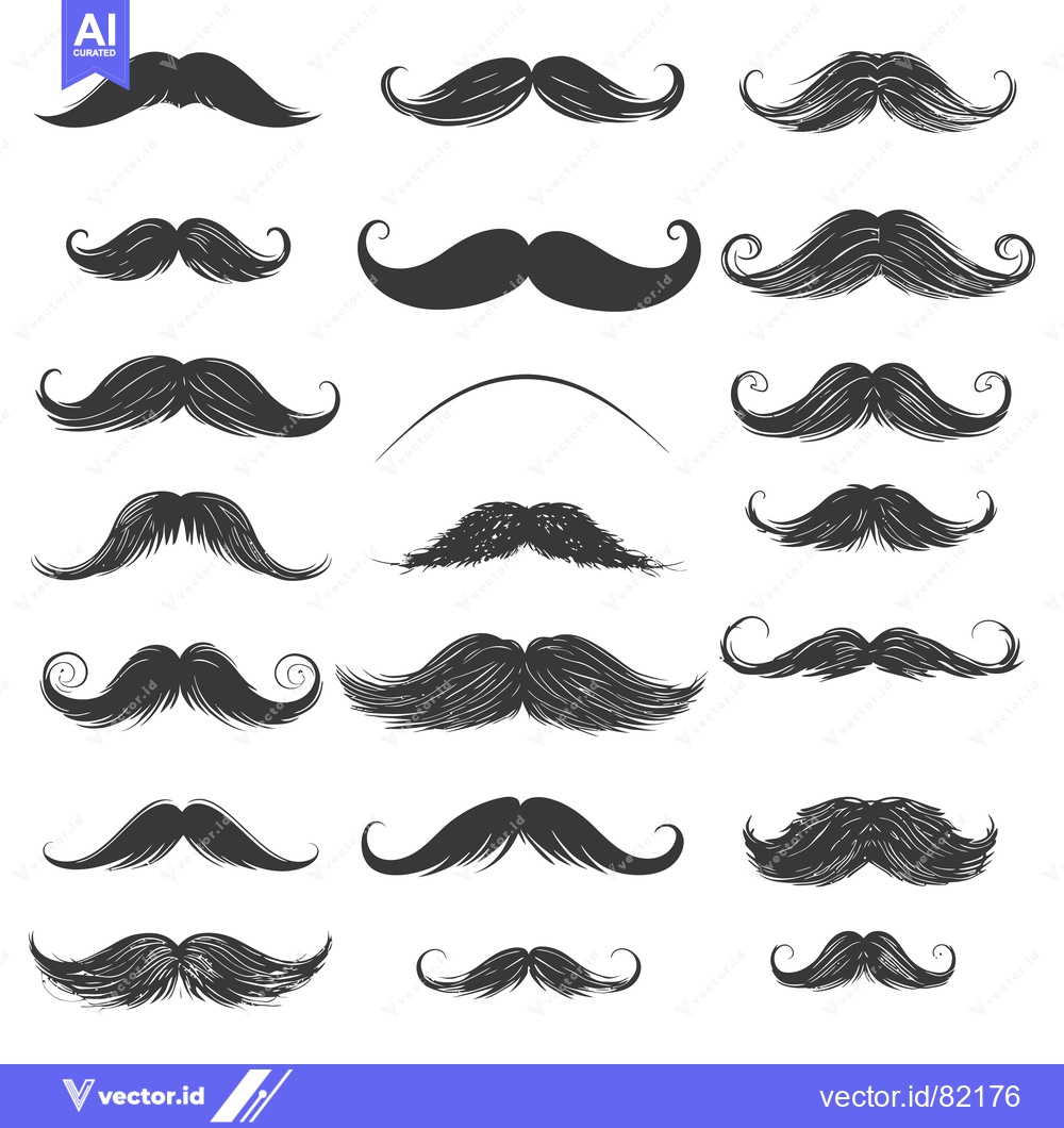 Premium Vector dari A Collection of Hand-Drawn Mustache Silhouettes