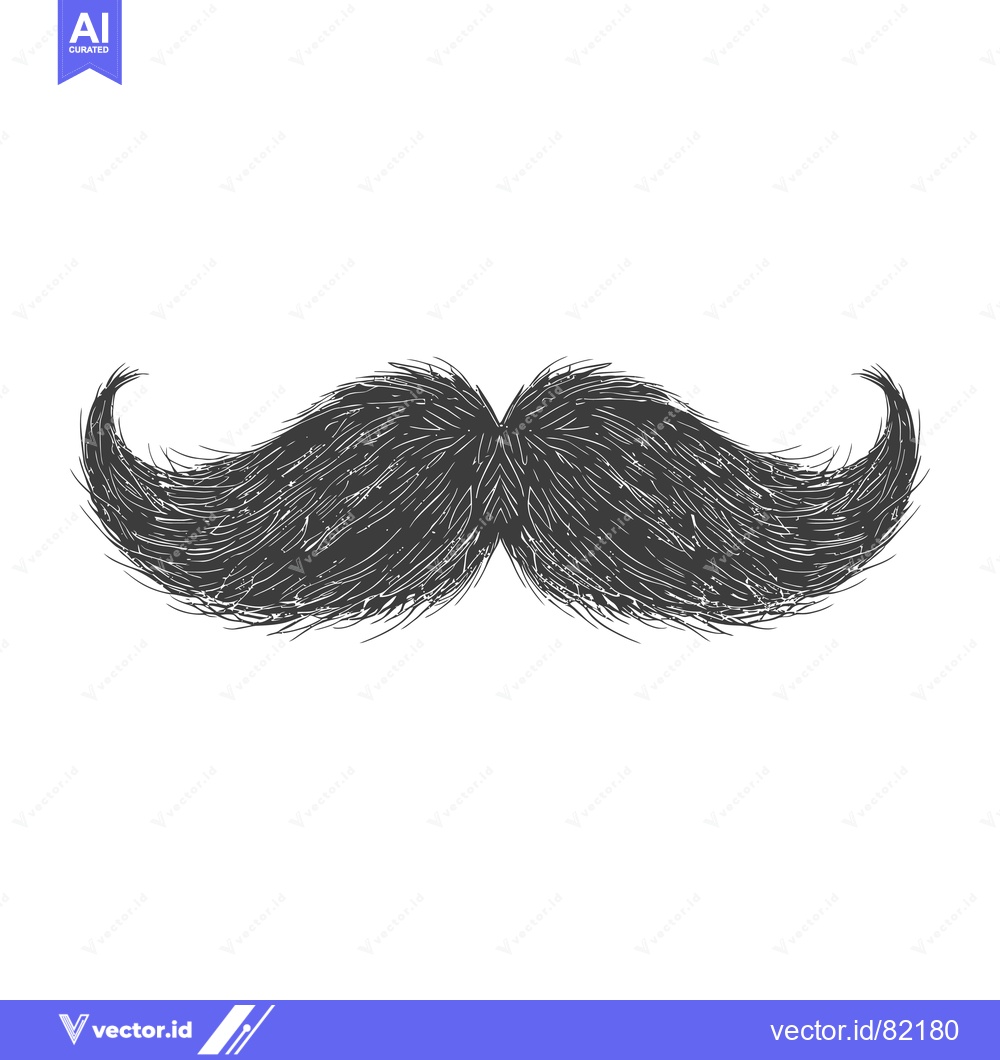 Premium Vector of A Hand-Drawn Illustration of a Thick, Black, Bushy Mustache