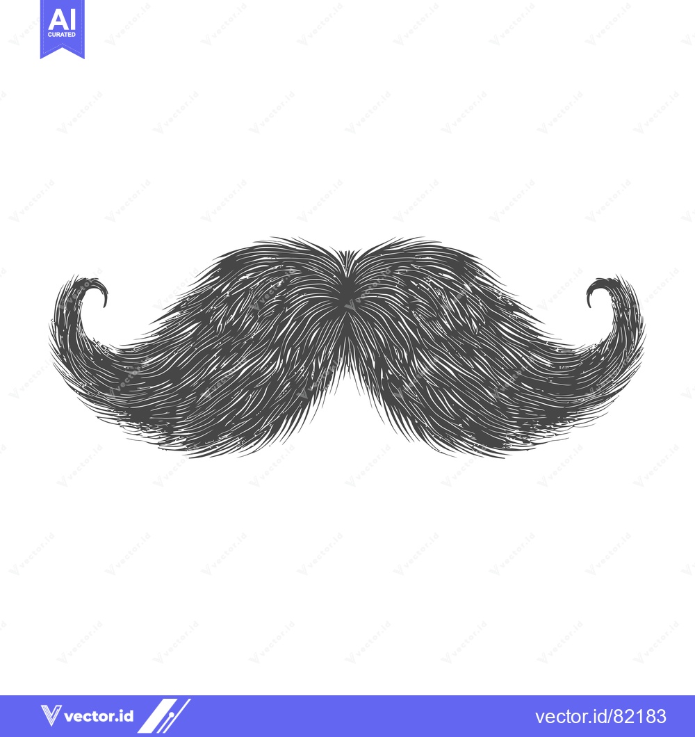Premium Vector dari Hand-drawn Illustration of a Black and White Mustache