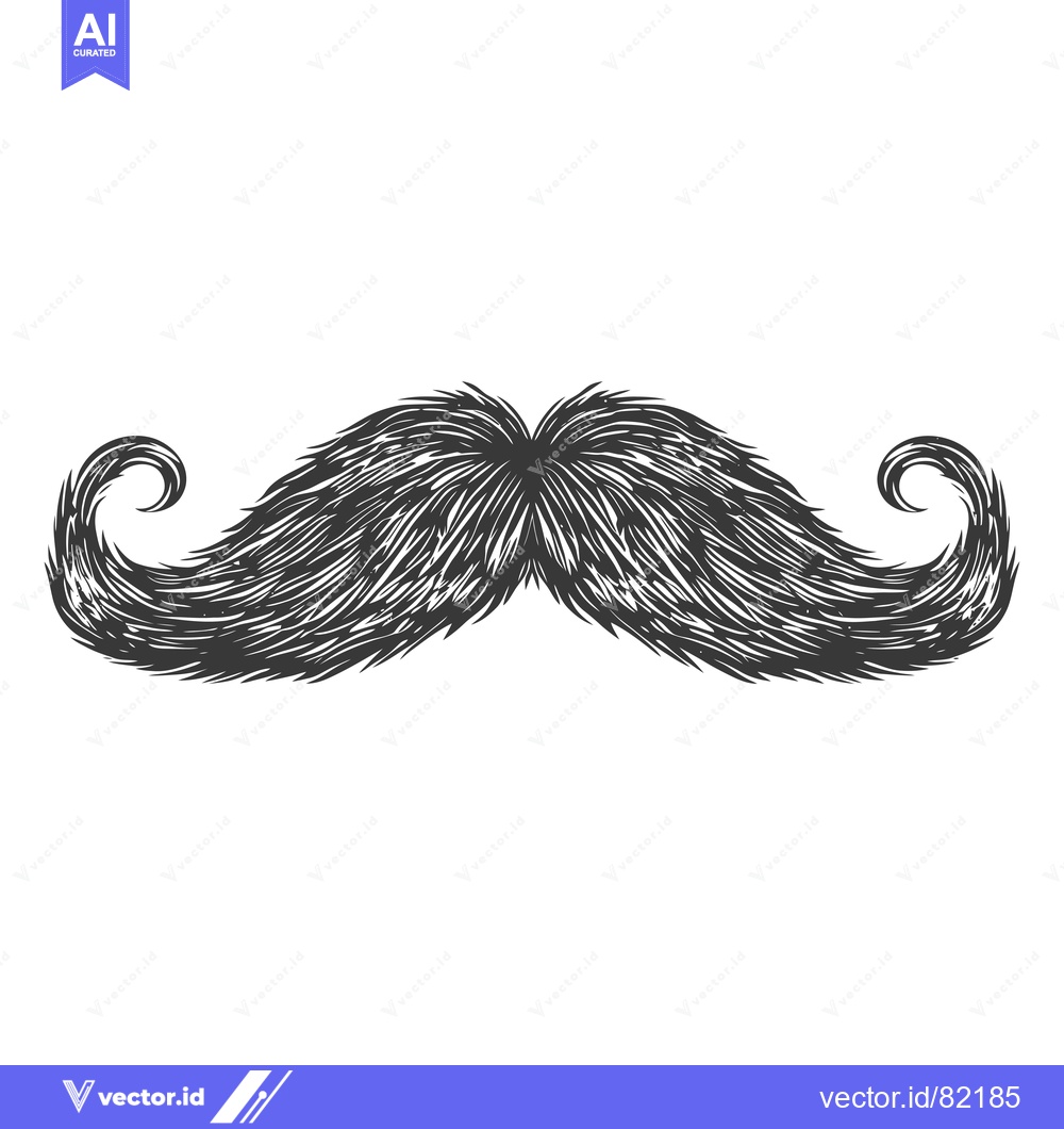 Premium Vector of Hand-drawn sketch of a large curly mustache