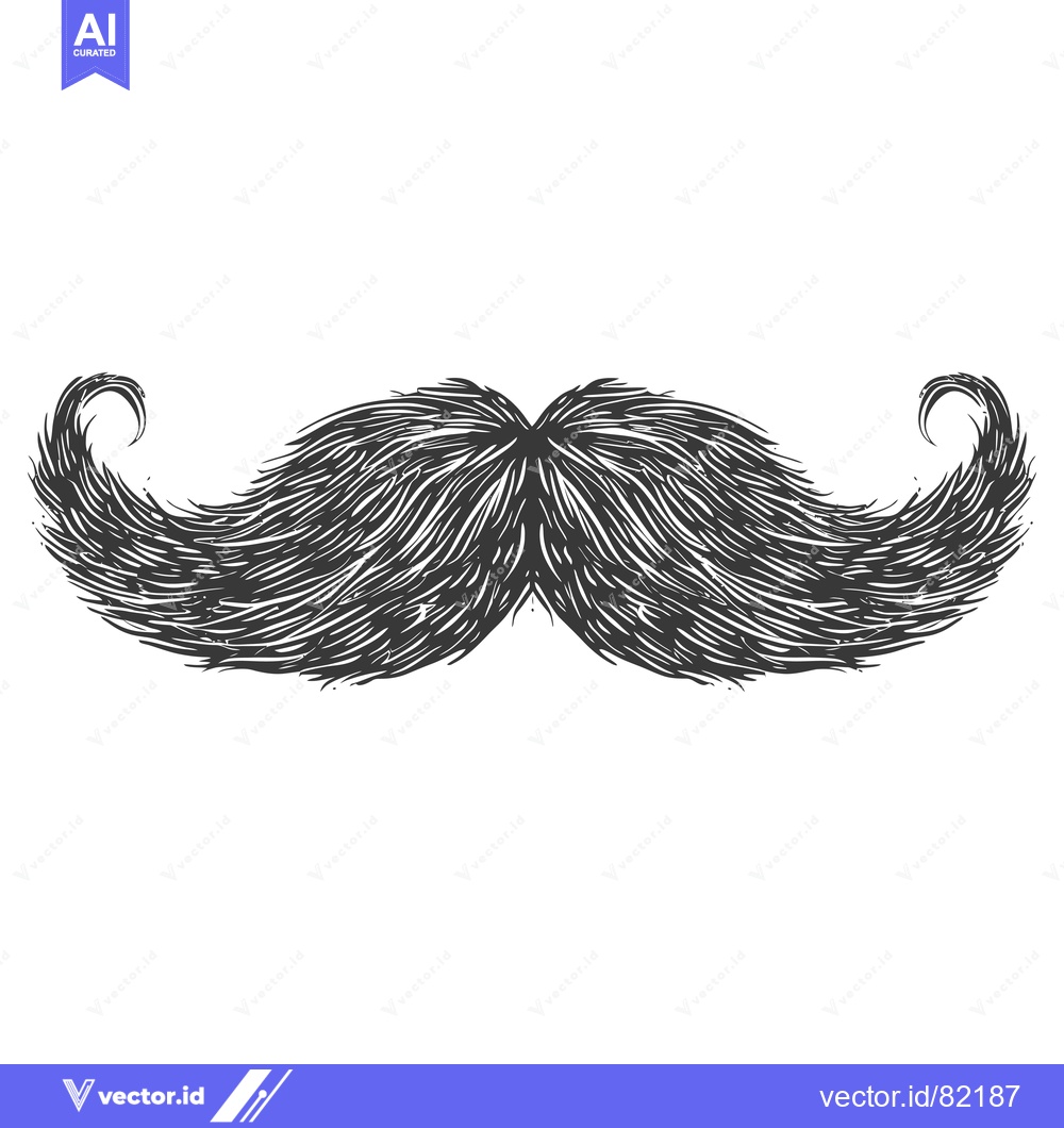 Premium Vector dari Hand-drawn Illustration of a Black and White Mustache