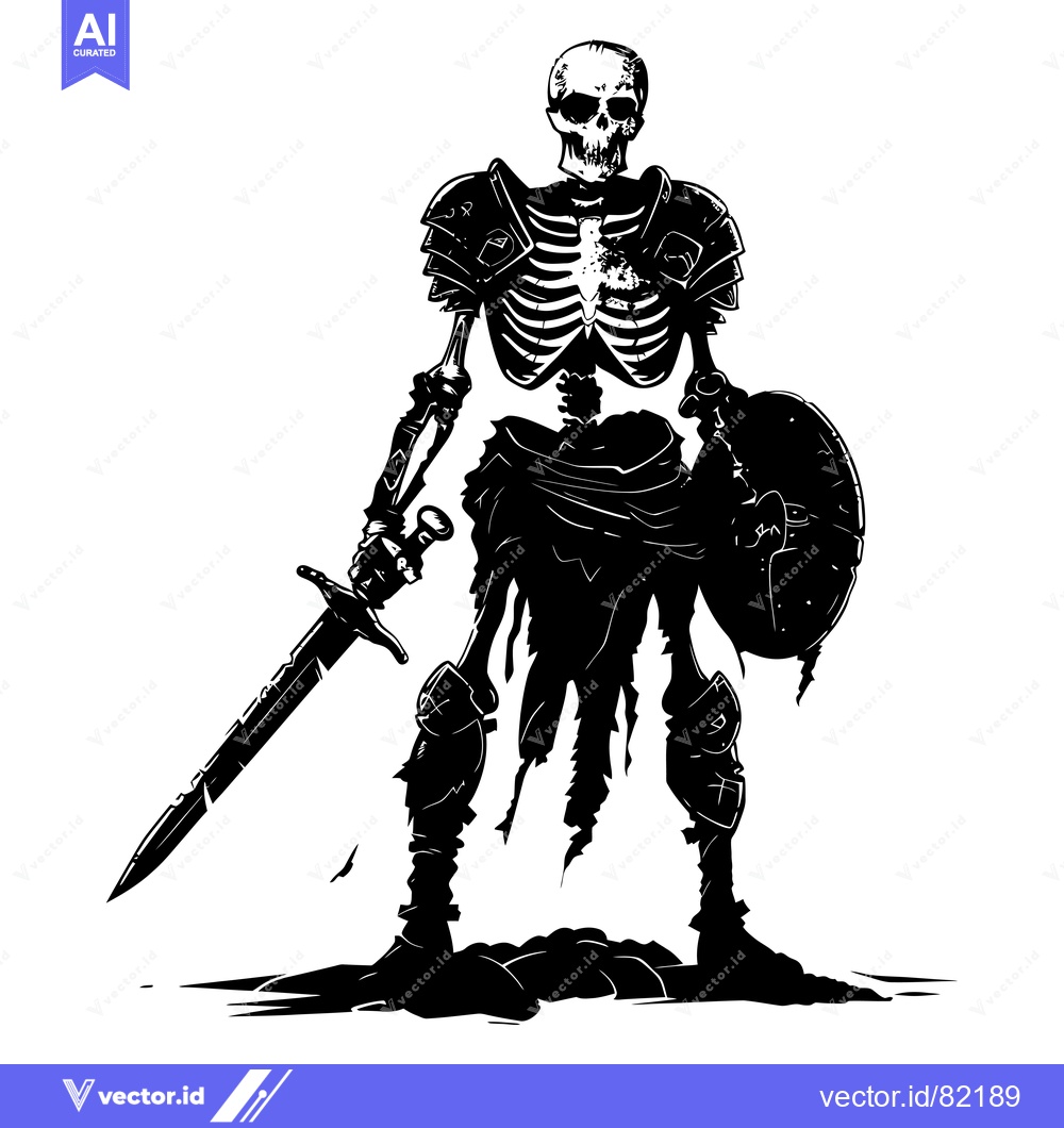 Premium Vector dari Skeleton Warrior with Sword and Shield