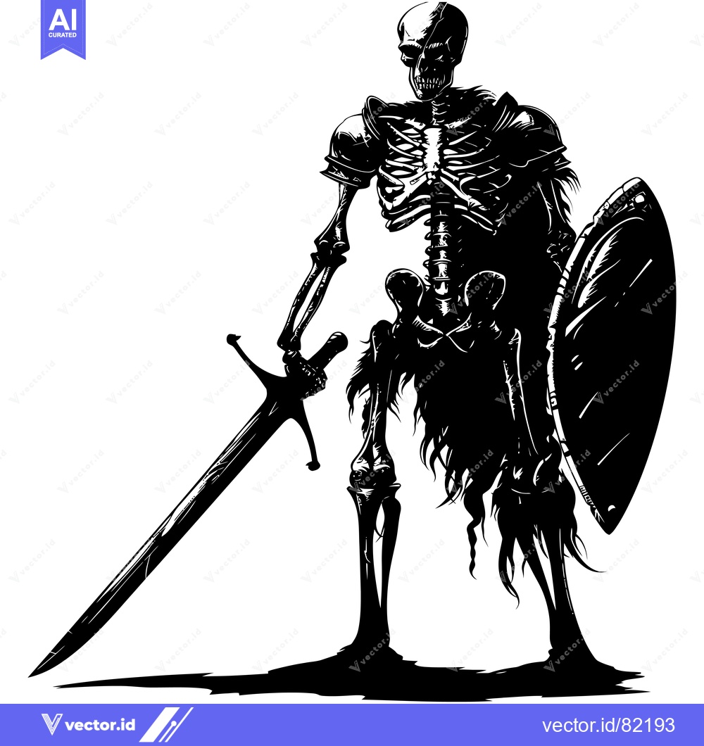 Premium Vector of Skeletal Knight with Sword and Shield