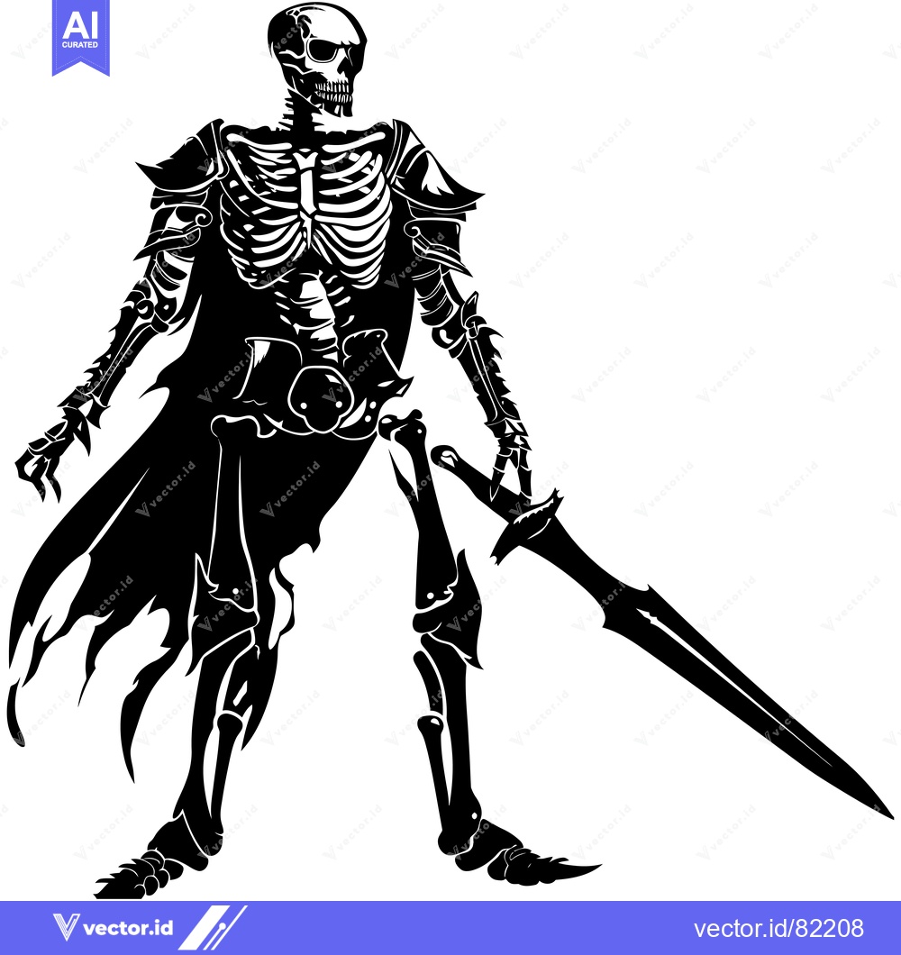 Premium Vector of Skeletal Knight with Sword and Armor