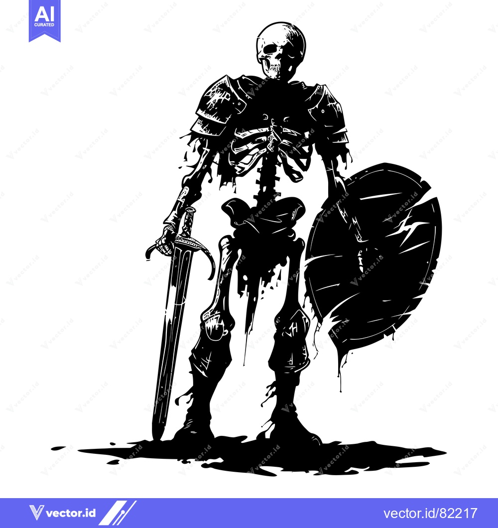 Premium Vector dari Skeleton Warrior With Sword and Shield