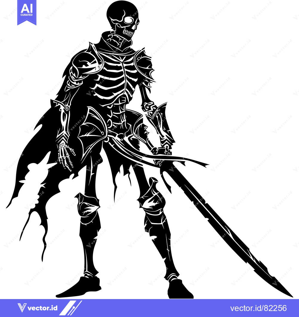 Premium Vector dari A skeletal knight in armor with a sword