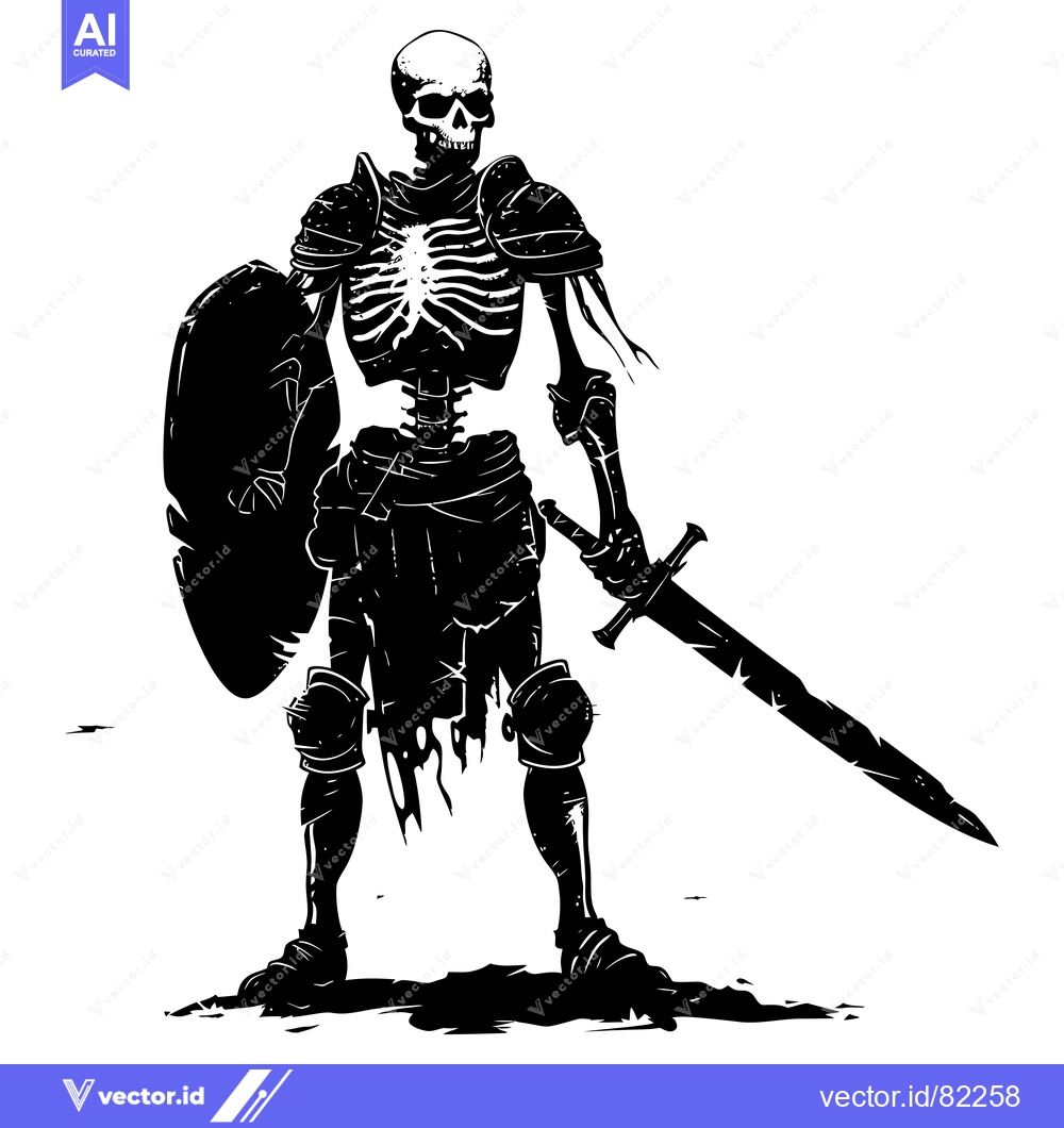 Premium Vector of Skeletal Knight with Sword and Shield