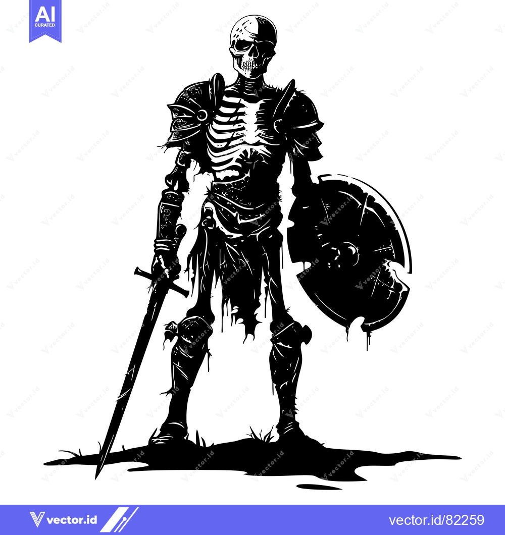 Premium Vector dari Skeleton warrior with sword and shield