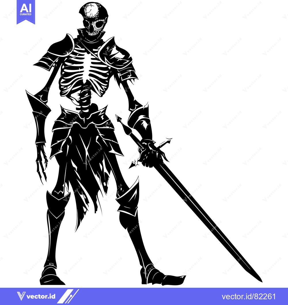 Premium Vector of Skeletal Knight Holding a Sword