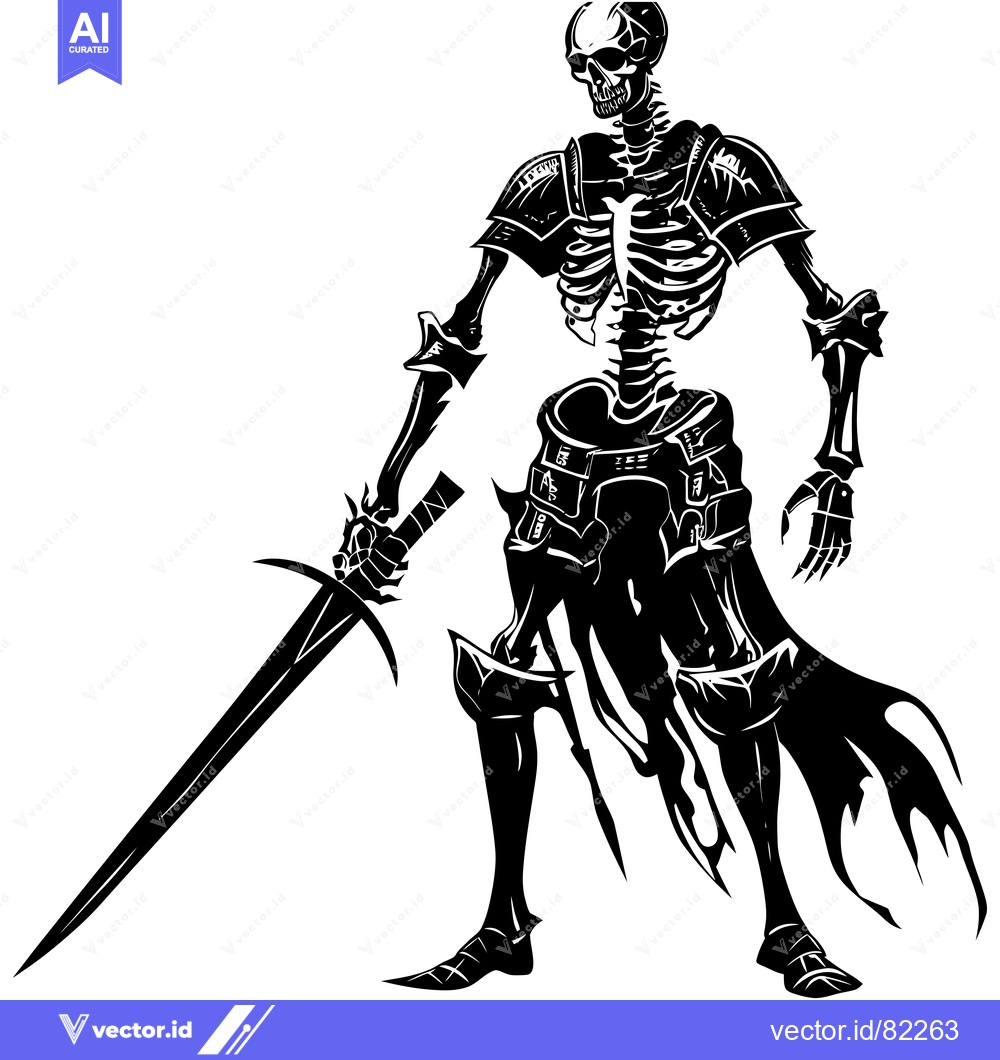 Premium Vector dari Skeletal Knight with Sword and Armor