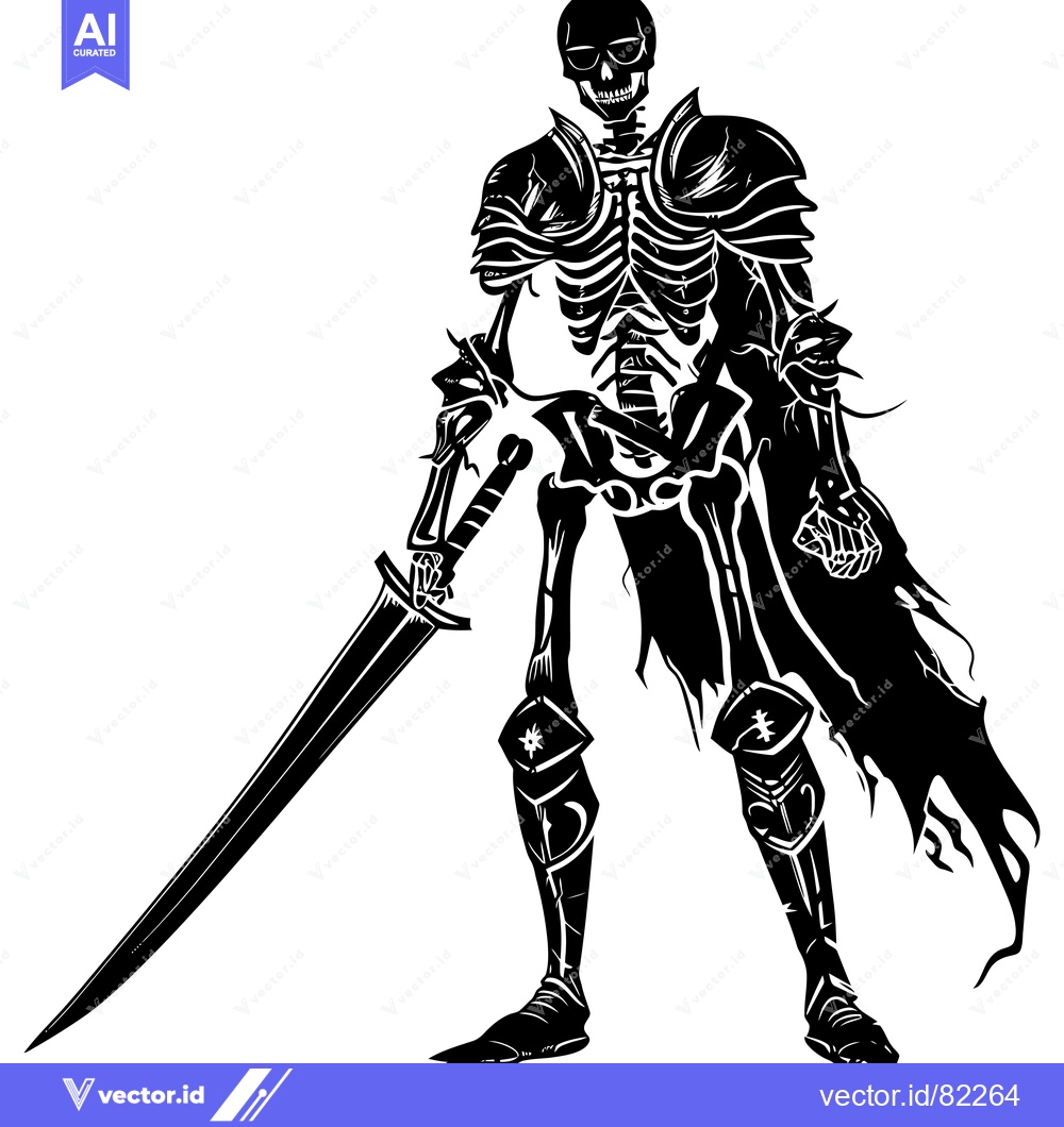 Premium Vector of Skeleton Knight with Sword and Armor