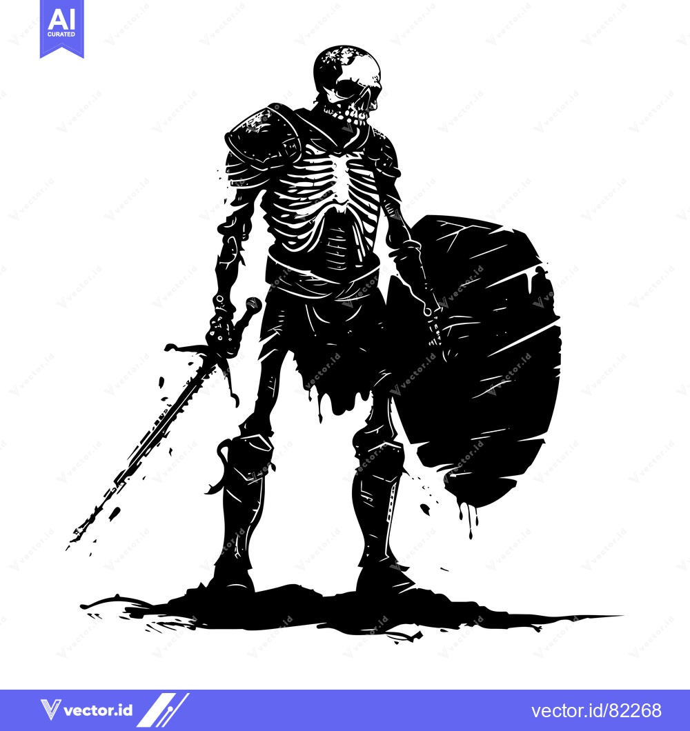 Premium Vector dari A Skeleton Warrior with a Sword and Shield