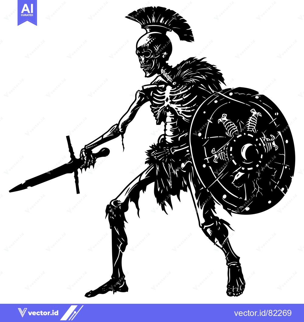Premium Vector dari Skeletal Warrior with Sword and Shield