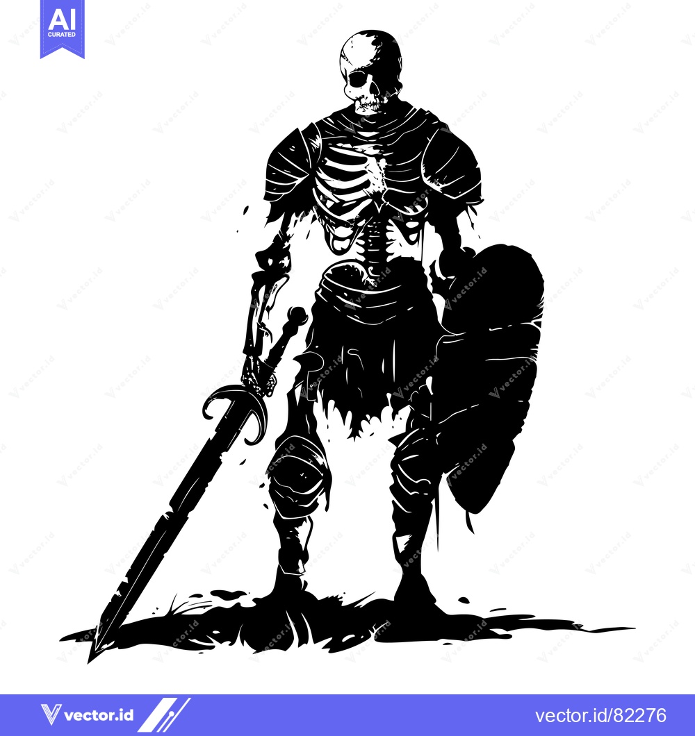 Premium Vector dari Skeleton Warrior with Sword and Shield