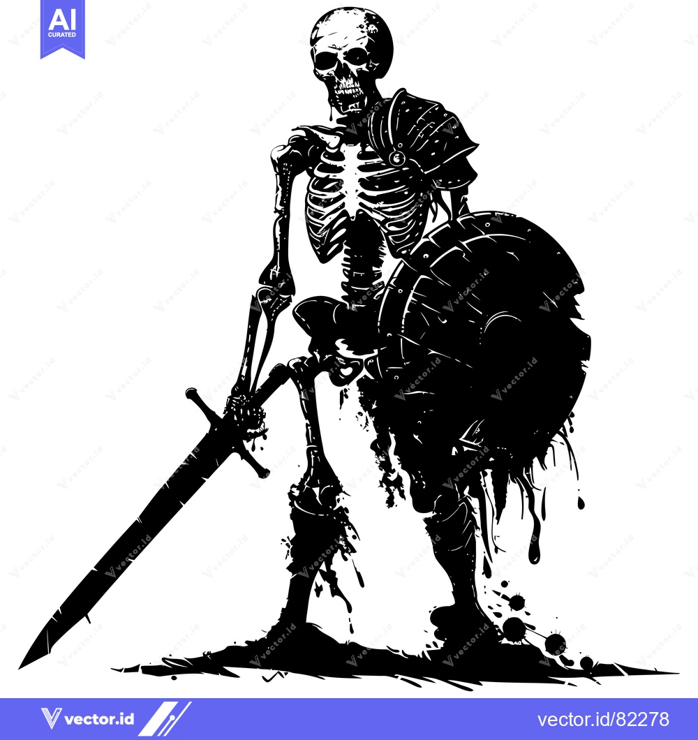 Premium Vector dari Skeleton Warrior with Sword and Shield