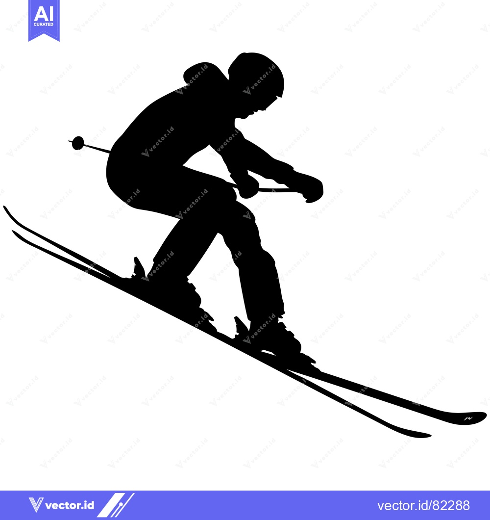 Premium Vector dari Silhouette of a Skier Carving Down a Slope