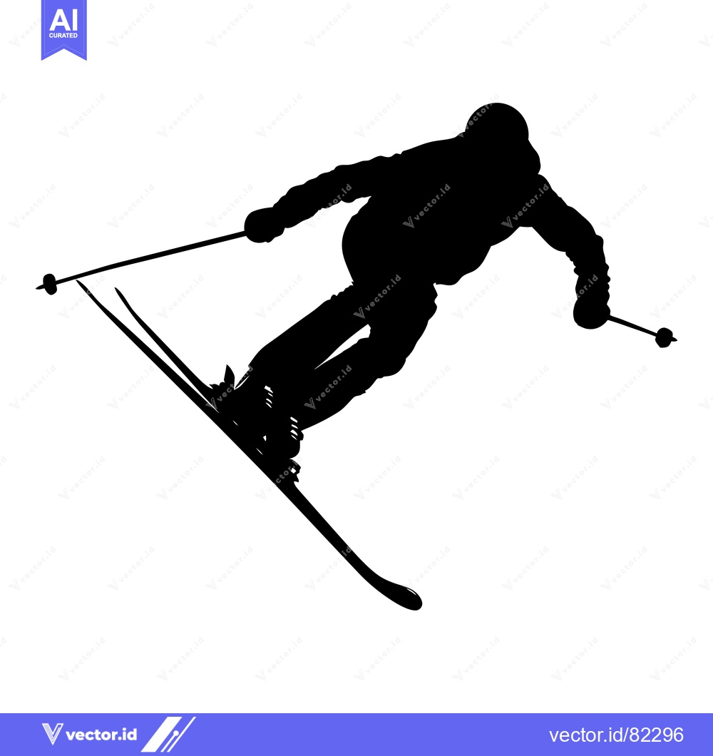 Premium Vector dari Silhouette of a Skier in Mid-Air During a Jump