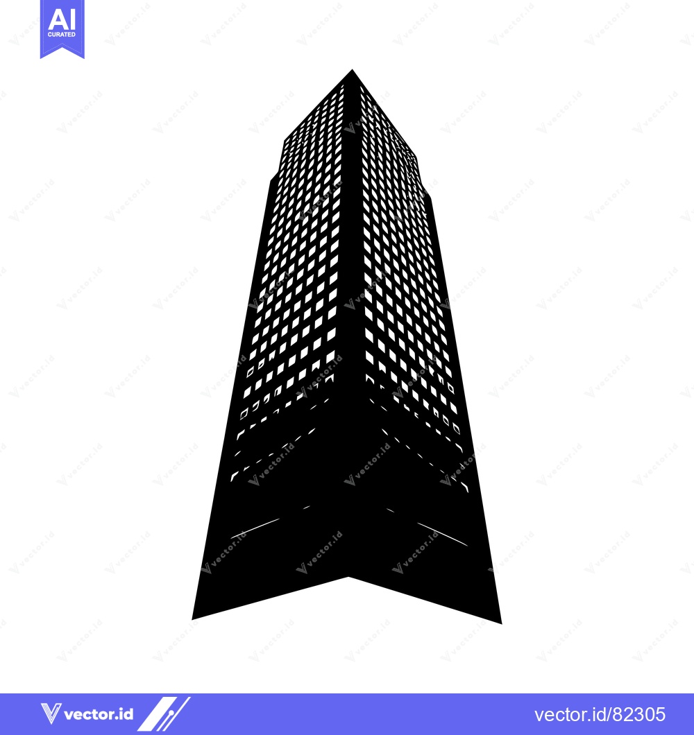 Premium Vector dari Black and White Silhouette of a Tall Modern Building